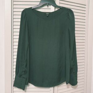 Express Silky Green Blouse Size Medium